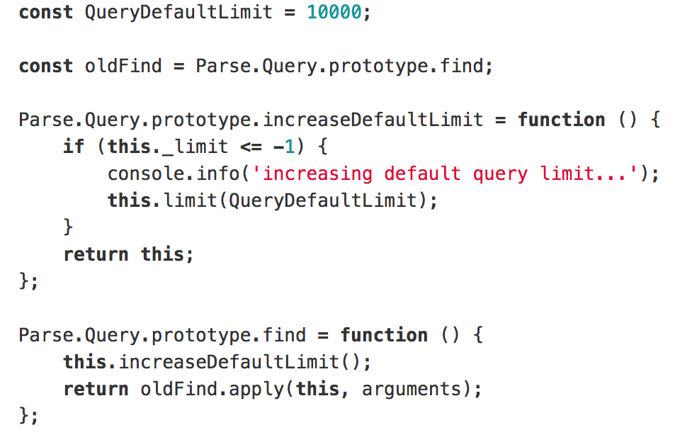 Overriding default query limit by overriding Query.find method
